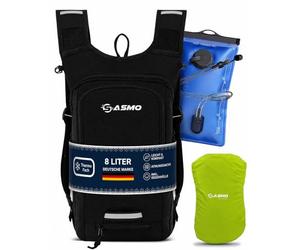 SASMO® Mochila pequeña para bicicleta de 8 L con bolsa de hidratación, compartimento térmico y red para casco, mochila MTB y mochila de esquí, ultraligera, 450 g, mochila para bicicleta impermeable