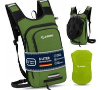 SASMO® Mochila pequeña para bicicleta de 8 l (verde) - Compartimento térmico y red para casco, mochila MTB & Skirucksack - Ultraligera 450 g | Mochila de bicicleta impermeable - Incluye funda para