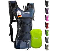 SASMO Sports Mochila ultraligera para correr de 6 L (300 g) - Mochila para correr por carretera con bolsillo aislado para botella de agua y cubierta de lluvia - Hombres y mujeres - Azul