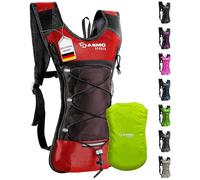 SASMO Sports Mochila ultraligera para correr de 6 L (300 g) - Mochila para correr por carretera con bolsillo aislado para botella de agua y cubierta de lluvia - Hombres y mujeres - Rojo