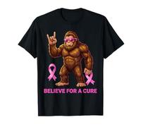 Sasquatch Believe for a Cure Fun Concientización sobre el cáncer de Mama Camiseta