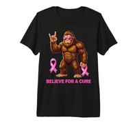 Sasquatch Believe for a Cure Fun Concientización sobre el cáncer de Mama Camiseta Premium