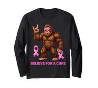 Sasquatch Believe for a Cure Fun Concientización sobre el cáncer de Mama Manga Larga
