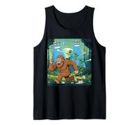 Sasquatch huyendo de alienígenas con diseño de Humor láser Camiseta sin Mangas