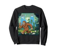 Sasquatch huyendo de alienígenas con diseño de Humor láser Sudadera
