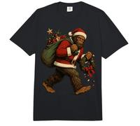 Sasquatch Santa Navidad Vacaciones Bigfoot Divertido Comfort Colors Adult Heavyweight T-Shirt
