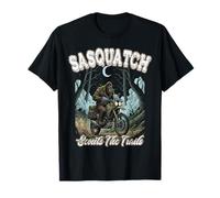 Sasquatch Scouts The Trails Funny Bigfoot Motocicleta de equitación Camiseta