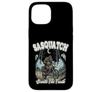 Sasquatch Scouts The Trails Funny Bigfoot Motocicleta de equitación Carcasa para iPhone 15