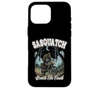 Sasquatch Scouts The Trails Funny Bigfoot Motocicleta de equitación Carcasa para iPhone 16 Pro MAX