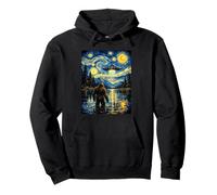 Sasquatch UFO Alien Craft Encuentro Van Gogh Noche Estrellada Sudadera con Capucha