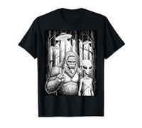 Sasquatch y Alien Peace Sign in The Forest Funny Meme Camiseta