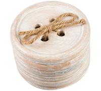Sass & Belle - 6 Posavasos con diseño de botón de Madera, de Color marrón