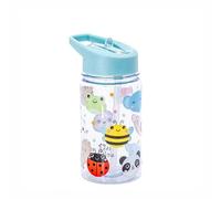 Sass & Belle Kawaii - Botella de agua para niños, 400 ml, reutilizable, sin BPA, con tapa abatible y pajita, divertido estampado animal para niñas y niños, a prueba de fugas, ligera, apta para