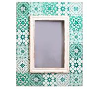Sass & Belle Marco de azulejos verdes, decoración del hogar, estilo mediterráneo, marco de fotos para regalos de casa, decoración del hogar con diseño rústico colorido
