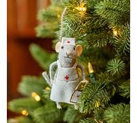 Sass & Belle - Ratón decorativo de fieltro, Adornamento colgante, Decoración, Navidad, Festivo y divertido, Fieltro