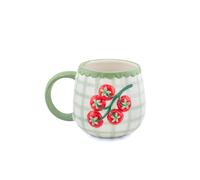 Sass & Belle Taza de tomate pintada a mano - Taza de café y té de cerámica a cuadros - Regalo único para mamá, tazas novedosas para él o ella, vajilla de cocina para el hogar, coleccionable peculiar