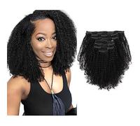 Sassina Extensiones de cabello humano 4B 4C con clip, estilo afro enrollado, color natural, 4B 4C, doble trama, para mujeres afroamericanas, anudadas o trenzadas, 4AC, 45,72 cm