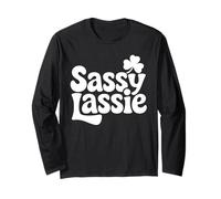 Sassy Lassie Shamrock - Irish Girl Quote St Patrick’s Day Manga Larga