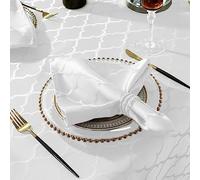 SASTYBALE Jacquard Cloth Napkins 20 x 20 Inch Flower Pattern 4 Pieces Solid Washable Comfortable for Restaurant Family Dinners Weddings Parties and Banquets(Square, 20 Inch x 20 Inch,White)