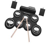 Sasuori Juego de tambor de silicona retráctil USB tamaño compacto kit tambor electrónico digital 7 pastillas con baquetas pedales para principiantes