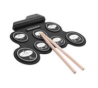 Sasuori Kit de tambor electrónico digital USB HandUp Silicon Drum Set Compacto Tamaño 7 Tambor Pads con baquetas Pedales de pie para principiantes