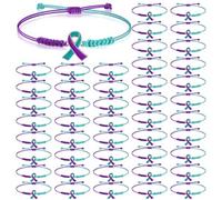 Sasylvia 20/100 pulseras de concienciación sobre la prevención del suicidio, cordón ajustable, color morado y verde azulado, pulseras trenzadas, regalos inspiradores para la prevención del suicidio