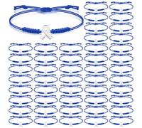 Sasylvia Pulseras de concienciación sobre el cáncer de colon, cordón ajustable, pulseras trenzadas con cinta azul, regalos inspiradores para el cáncer de colon, joyería para luchadores sobrevivientes