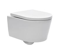 SAT Brevis Inodoro suspendido, plástico, fijación oculta, diseño sin reborde, mecanismo de cierre suave, Blanco