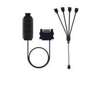 SATA 12V 4Pin RGB 5V 3-Pin ARGB AURA Controlador de 3 botones con 2 3 4 5 Divisores Hub Cable Adaptador Compatible con RGB Tira Iluminación Ventilador Refrigerador (5V 3Pin-30CM,1x4 Controlador)