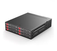 Sata - Jaula de Intercambio en Caliente HDD y SSD, Base de Disco Duro de 6 bahías para Carcasa de 5.25 Pulgadas, estación de Disco Duro de 6 bahías con Ventiladores de colación