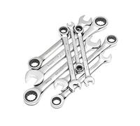 SATA ST08008SJ Juego de llaves de Carraca Métricas de 8 Piezas, Pulidas, Tamaños de 8 mm a 19 mm, en Estuche de Molde de Soplado
