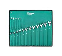 SATA ST08018-02 Juego de llaves Combinadas Métricas de 17 Piezas, Pulido, 6 mm - 22 mm, con Extremos de Caja Desplazados, en Rollo de Herramientas Duradero