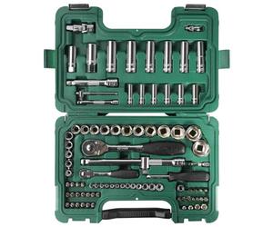 SATA ST09013SJ - Juego de 88 llaves de vaso métricas de 6 puntos con junta universal para un mejor acceso a sujetadores de difícil acceso