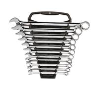 SATA ST09022SJ Juego de llaves combinadas métricas de 11 piezas, pulido, con extremos de caja desplazados, 10 mm - 32 mm, con rollo de herramientas duradero