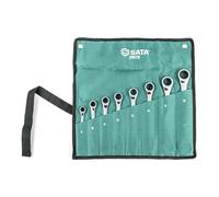 SATA ST09079SJ Métrico de 8 Piezas 12 Pt. Juego de Llaves de Carraca Doble, Pulido, 8 mm - 19 mm, con Rollo de Herramientas Duradero