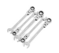 SATA ST09082SJ Métrica de 5 Piezas 12 Pt. Juego de Llaves de Carraca de Cabeza Flexible, Pulidas, de 10 mm a 14 mm, con Rollo de Herramientas Duradero