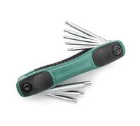 SATA ST09123SJ Juego de Llaves Torx Plegables de 8 Piezas, T9 - T40, con Construcción de Acero de Aleación Templado y Agarre Cómodo de Dos Materiales