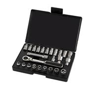 SATA ST09131SJ Juego de Llaves de Vaso de Paso a Través SAE/Métricas de 1/4 de Pulgada, 25 Piezas, Pulidas, 3,5 mm - 9 mm | 5/32 Pulgadas - 1/2 Pulgadas, en Caja de Molde de Soplado