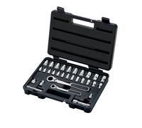 SATA ST09132SJ Juego de Dado de Paso a Través Métrico de 6 Puntos, 30 Piezas, Pulido, 3,5 mm - 13 mm, en Caja de Molde de Soplado