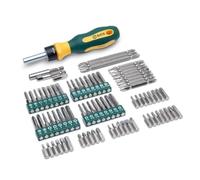 SATA ST09326SJ Juego de destornilladores de trinquete universal de 80 piezas con mango de agarre suave y cuerpo de acero al cromo vanadio