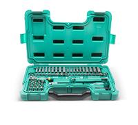 SATA ST09540G Set de herramientas mecánicas de 63 piezas, SAE y métricas. Carraca de 1/4" con engranaje de 72 dientes, juego de llaves de vaso estándar y largas de 6 puntos con vasos para puntas