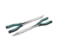 SATA ST70003U Juego de Alicates Dobles en X, Cuerpo Recto y Punta de 45 Grados, con Mangos Verdes y Diseño de Punta Larga, 2 Piezas