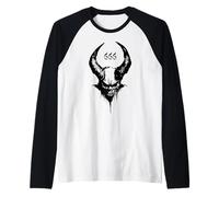 Satanás 666 Lucifer Cuernos Wicca Diablo Paganismo Brujería Camiseta Manga Raglan