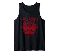 Satanás me ama Salve Satanás Diablo 666 Diciendo Camiseta sin Mangas