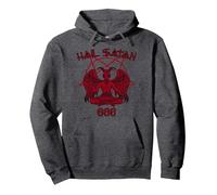 Satanás me ama Salve Satanás Diablo 666 Diciendo Sudadera con Capucha, Unisex para Adultos, Jaspeado Oscuro, S