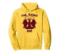 Satanás me ama Salve Satanás Diablo 666 Diciendo Sudadera con Capucha, Unisex para Adultos, Limón, M