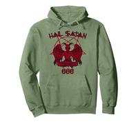 Satanás me ama Salve Satanás Diablo 666 Diciendo Sudadera con Capucha, Unisex para Adultos, Verde Salvia, M