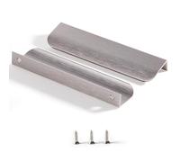 Satanga Tiradores de dedo de borde para gabinete, cocina, cajones, perillas de perfil bajo, puerta de tocador, baño, armario, muebles, manijas de aluminio, paquete de 5 unidades, níquel cepillado