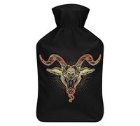 Satanic - Botella de agua de goma con símbolo de cabeza de cabra con cubierta de felpa suave, bolsa de agua caliente para invierno, manos y pies, protección contra el frío, 1000 ml