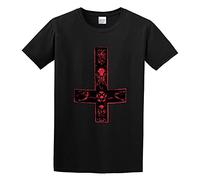 Satanic Cross Aleister Pentagram Religion 666 Devil Crowley Satanism Graphic Printed T-Shirt For Mens Black M